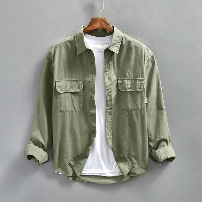 Axel | Men's Vintage Overshirt Purple Long Sleeve Button Up