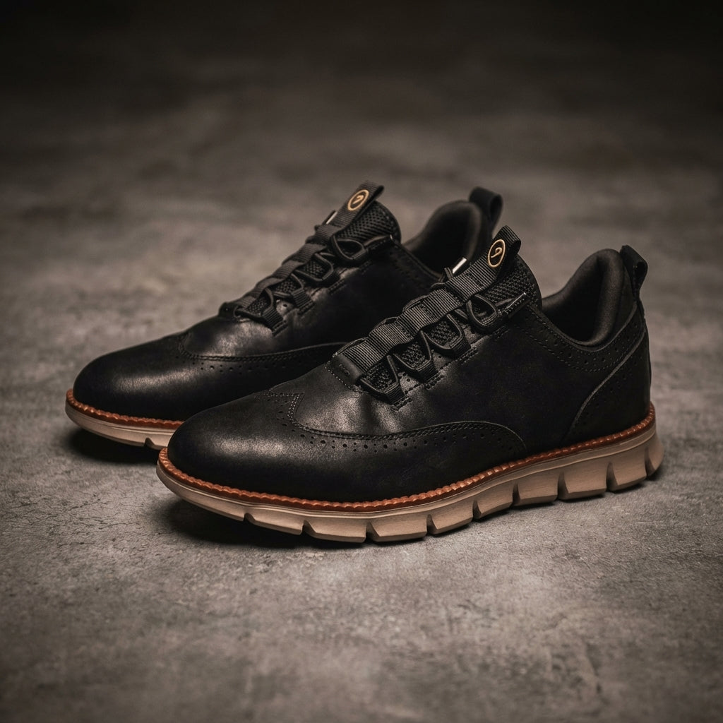 Axel | Men's Leather Oxford Sneaker Black Tan