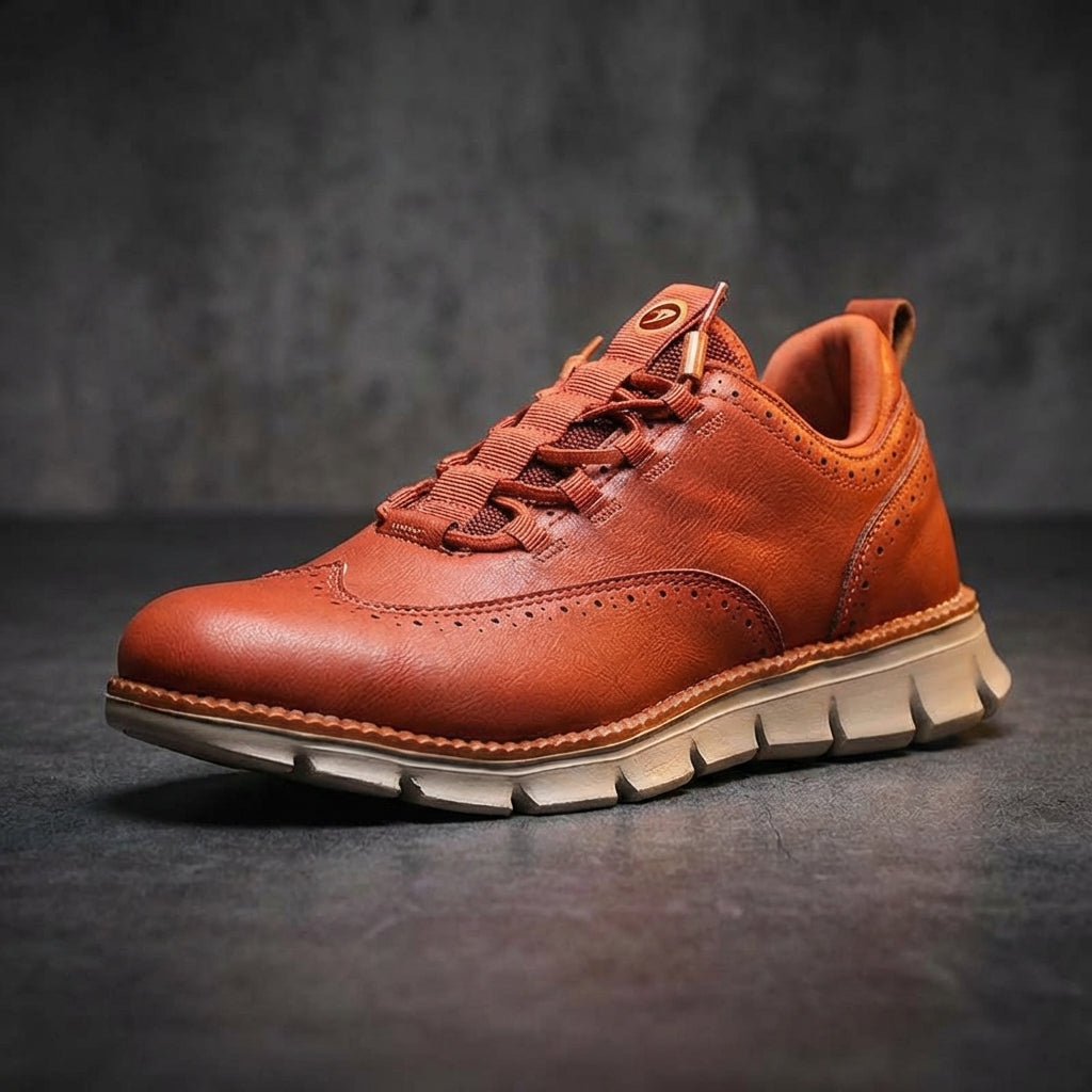 Axel | Men's Leather Oxford Sneaker Black Tan