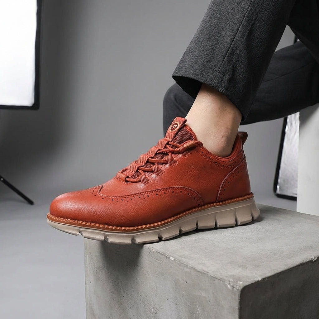 Axel | Men's Leather Oxford Sneaker Black Tan