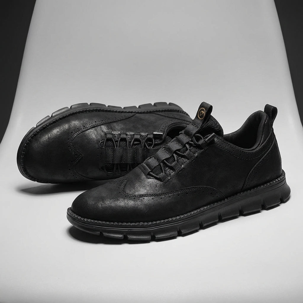 Axel | Men's Leather Oxford Sneaker Black Tan