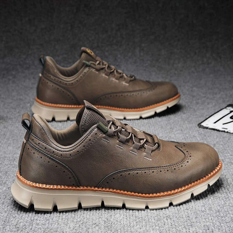 Axel | Men's Leather Oxford Sneaker Black Tan