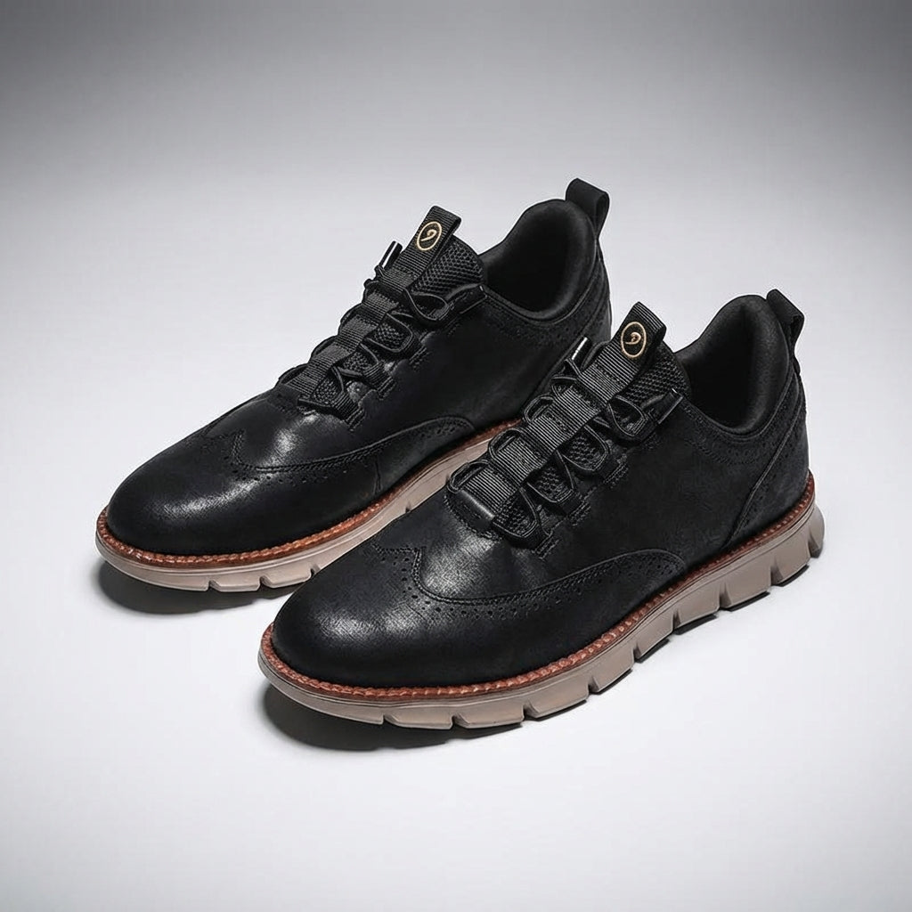 Axel | Men's Leather Oxford Sneaker Black Tan
