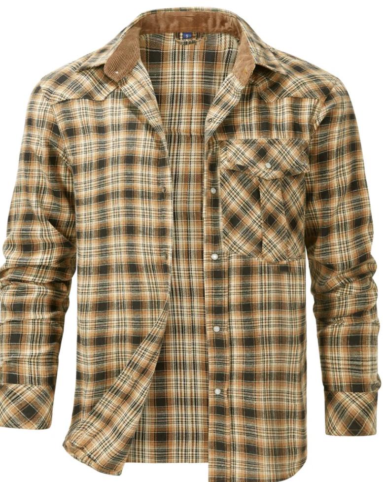 Reed | Men's Flannel Shirt Red Plaid Long Sleeve