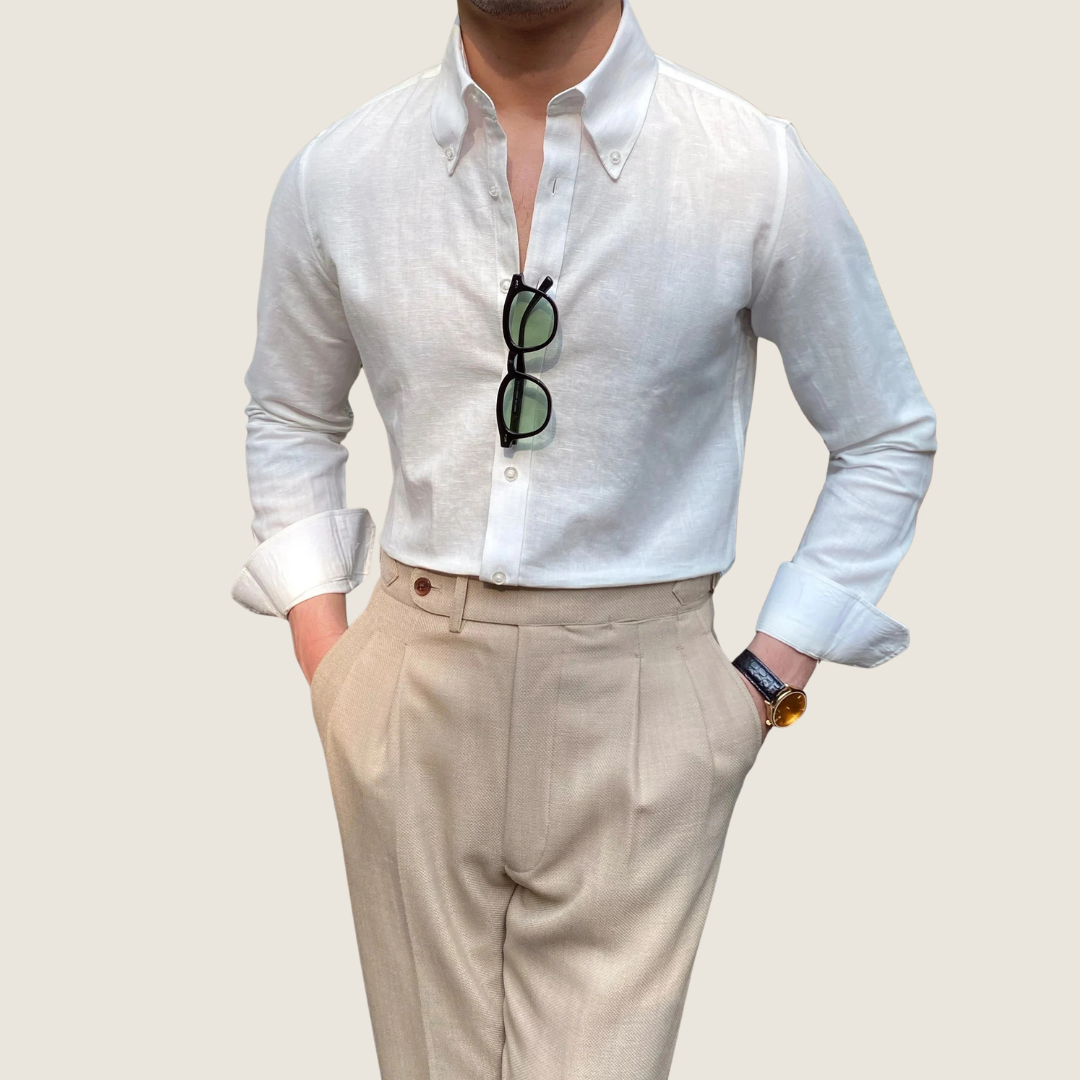 Axel | Men's Long Sleeve Oxford Shirt White
