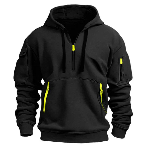Voss | Men's Half Zip Hoodie Gray Cargo Pockets