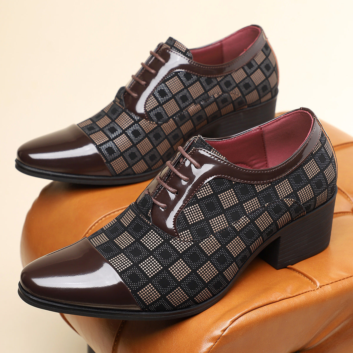 Axel | Men's Dress Shoes Brown Patent Leather Oxford Lace Up