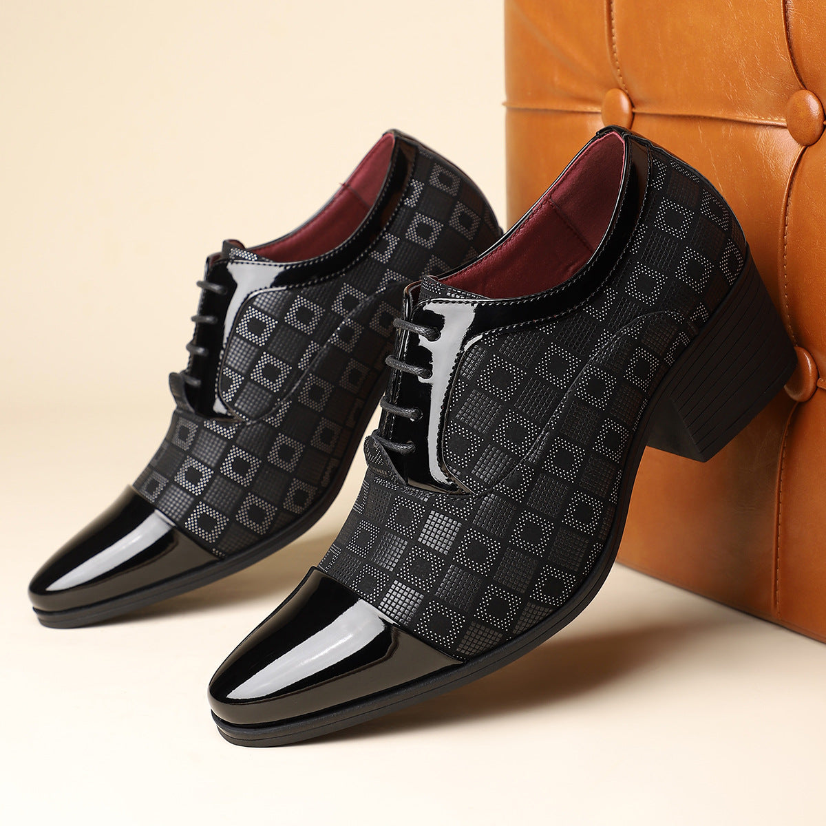 Axel | Men's Dress Shoes Brown Patent Leather Oxford Lace Up