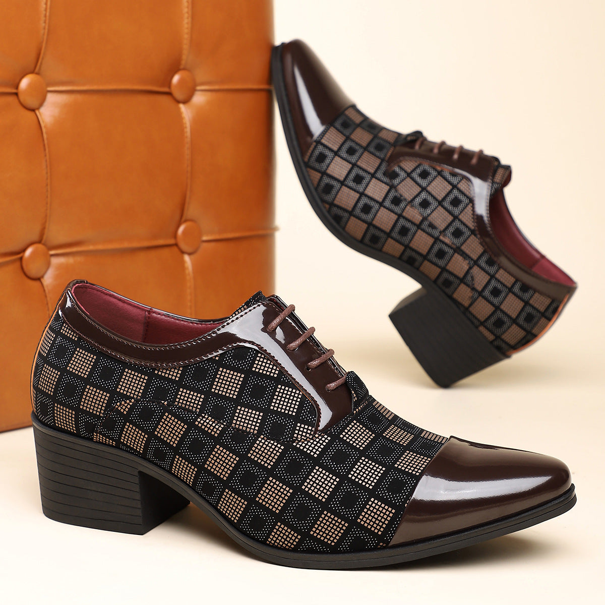 Axel | Men's Dress Shoes Brown Patent Leather Oxford Lace Up