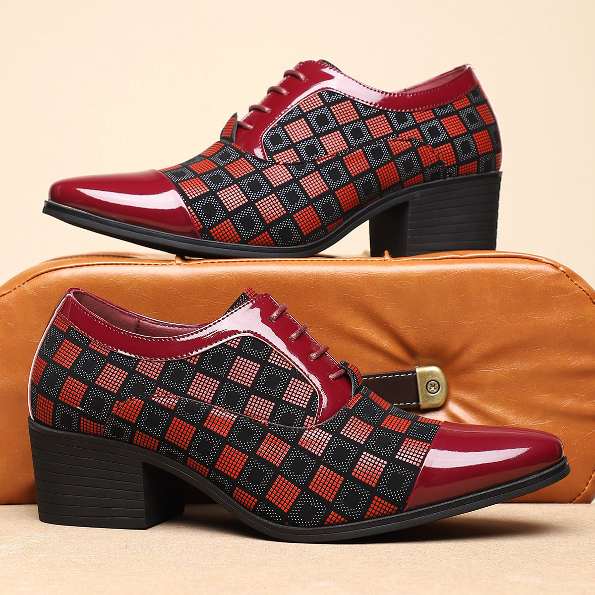 Axel | Men's Dress Shoes Brown Patent Leather Oxford Lace Up