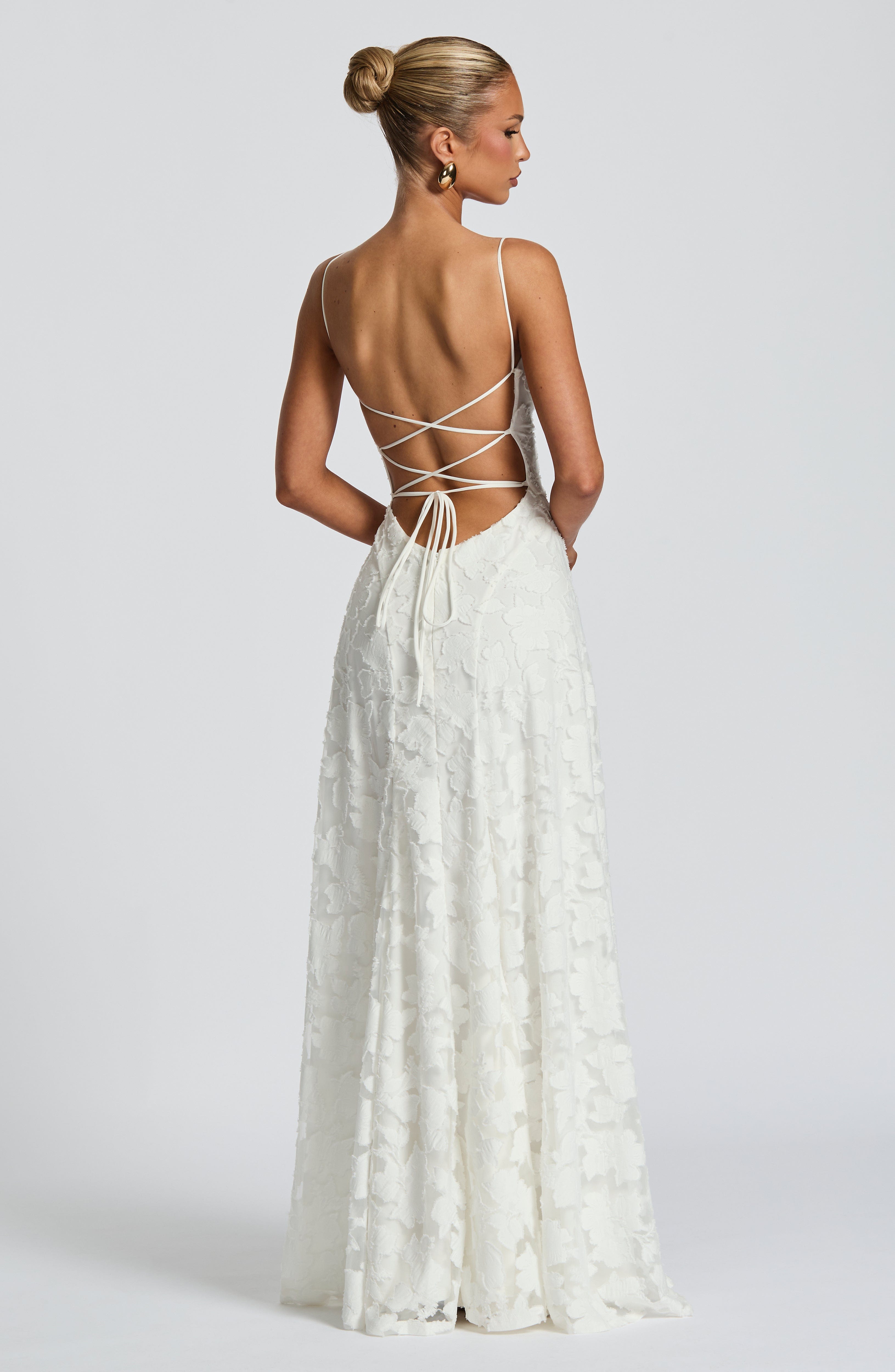 Stella | Women's Lace Maxi Dress Burgundy Spaghetti Strap