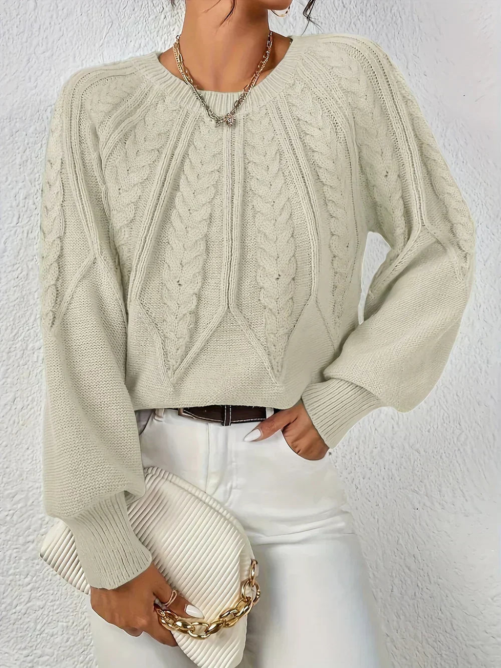 Dama Washington Margaux women's cable knit long sleeve sweater - view 2