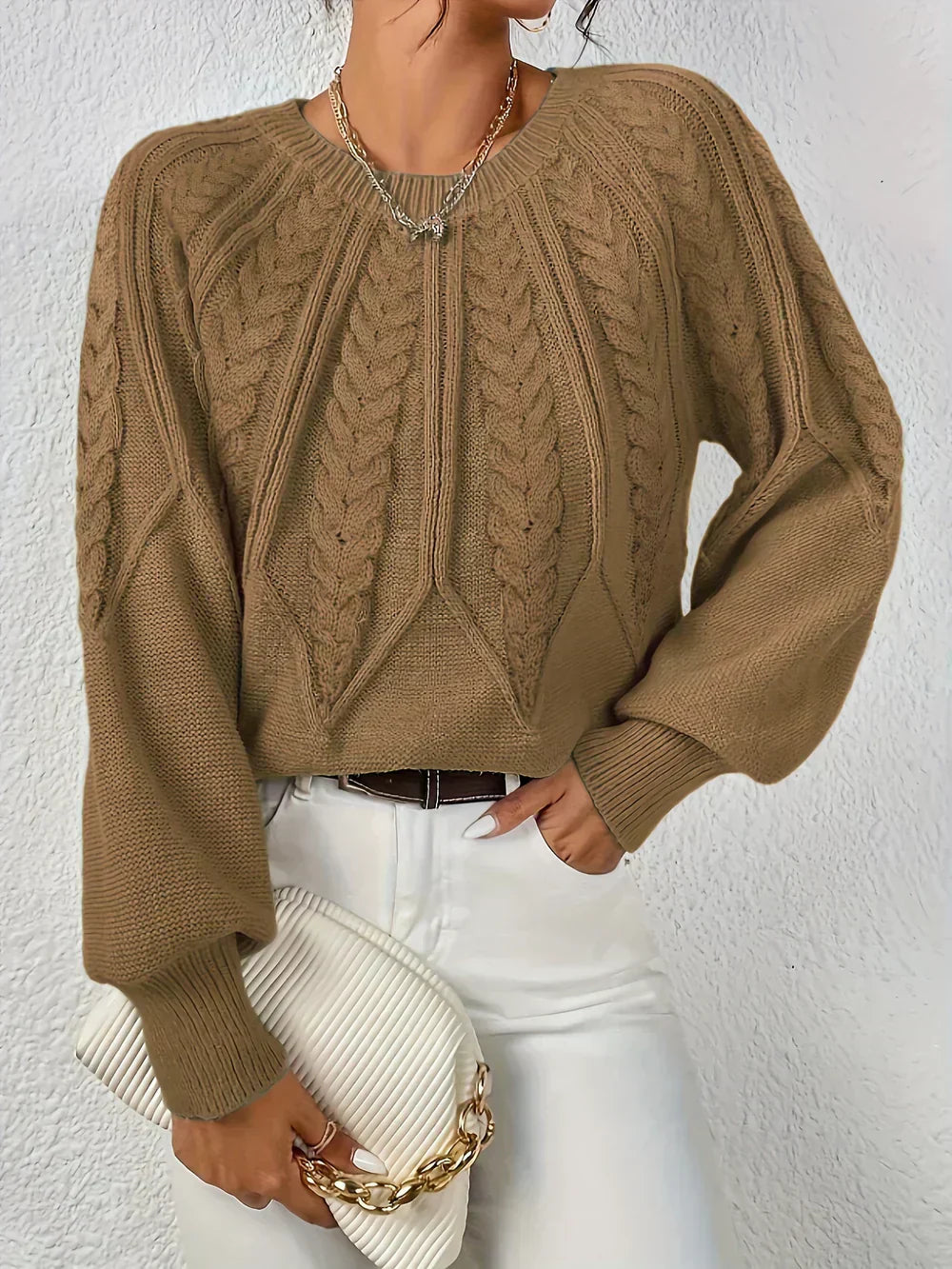 Dama Washington Margaux women's cable knit long sleeve sweater - view 9