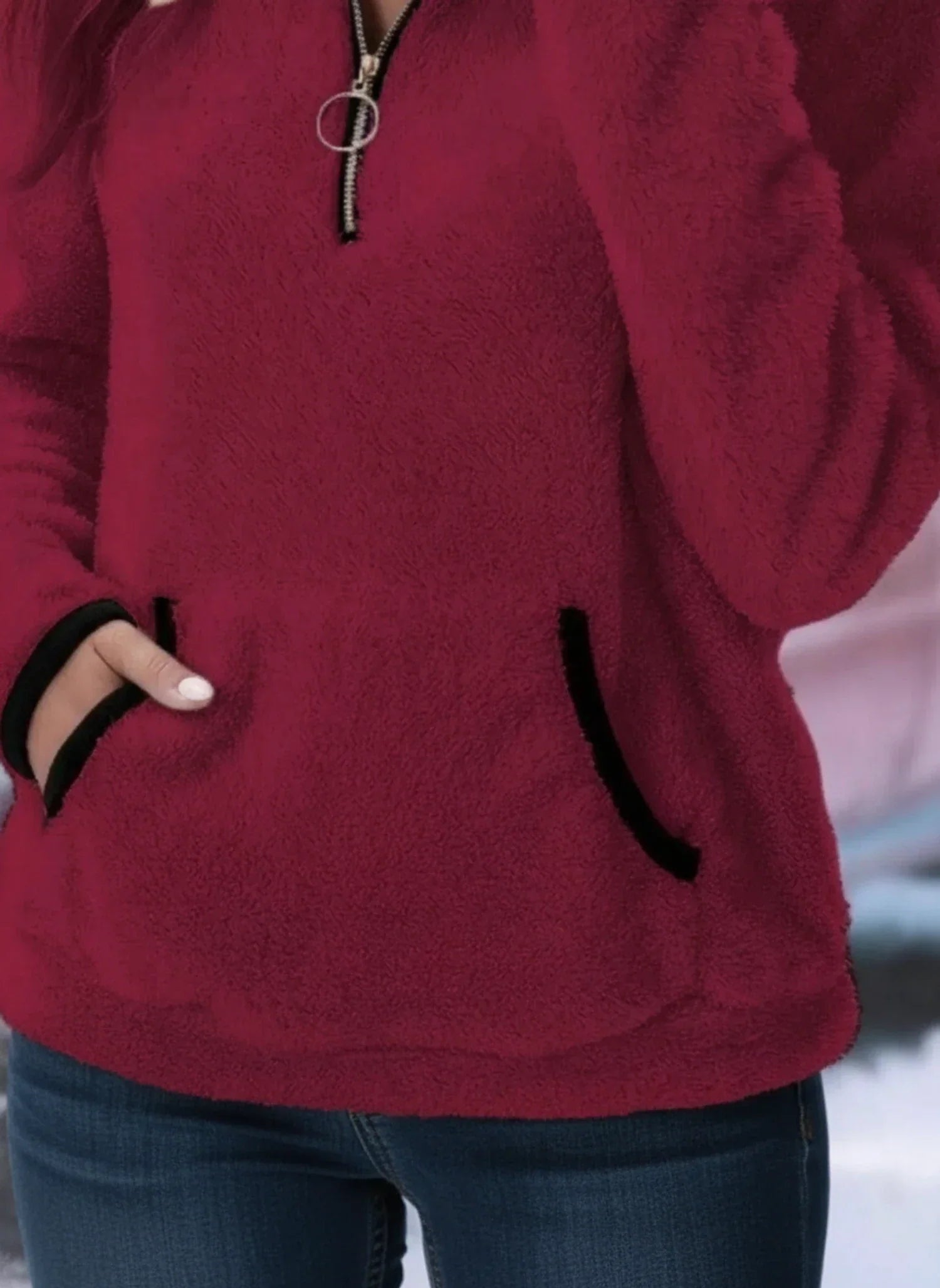 Luisa | Women's Quarter Zip Fleece Pullover Cream