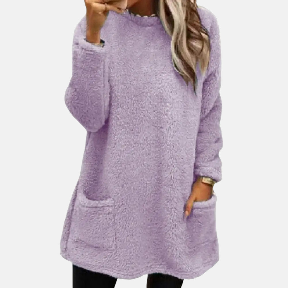 Ivy | Women's Oversized Sweater Dress Black Pockets