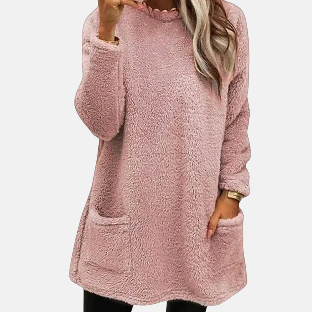 Ivy | Women's Oversized Sweater Dress Black Pockets