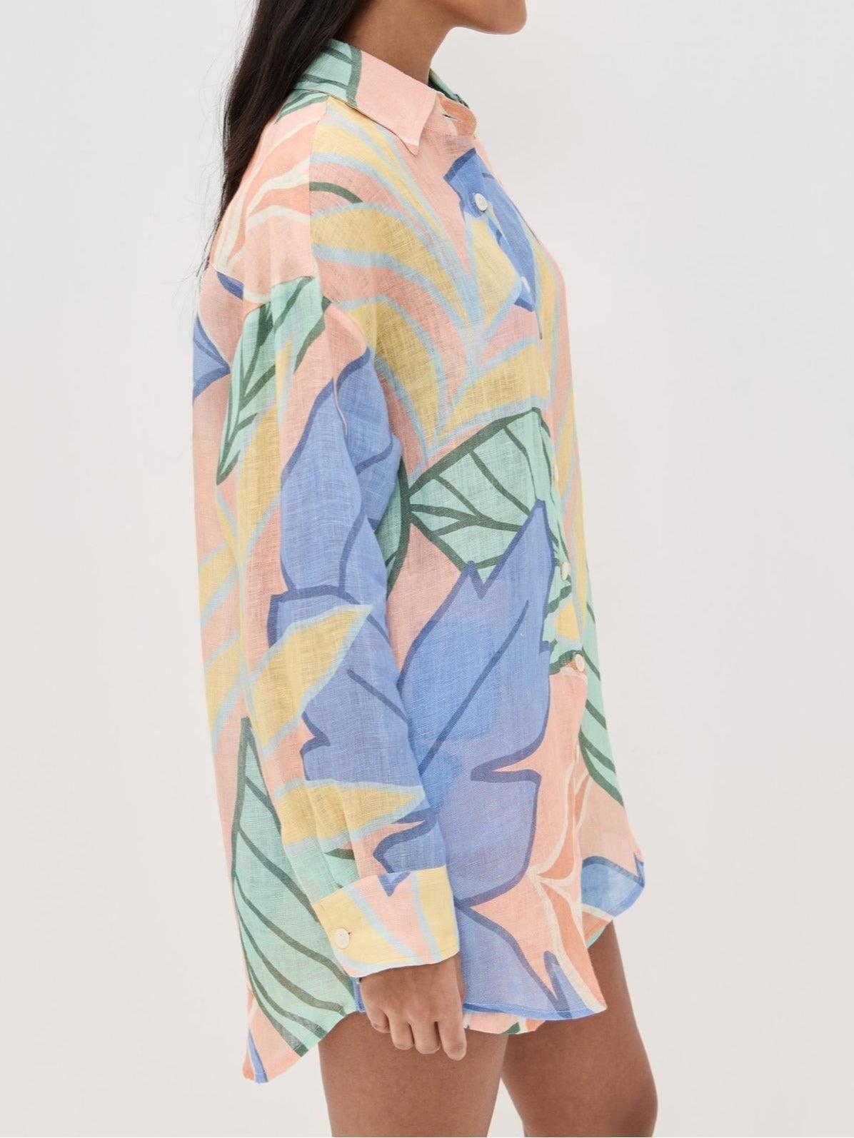 Sable | Women's Button Down Shirt Multicolor Abstract Print