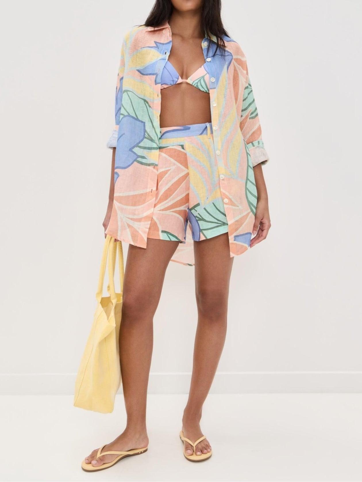 Sable | Women's Button Down Shirt Multicolor Abstract Print