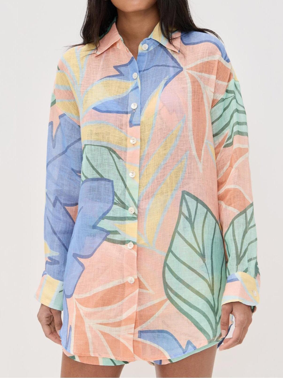 Sable | Women's Button Down Shirt Multicolor Abstract Print