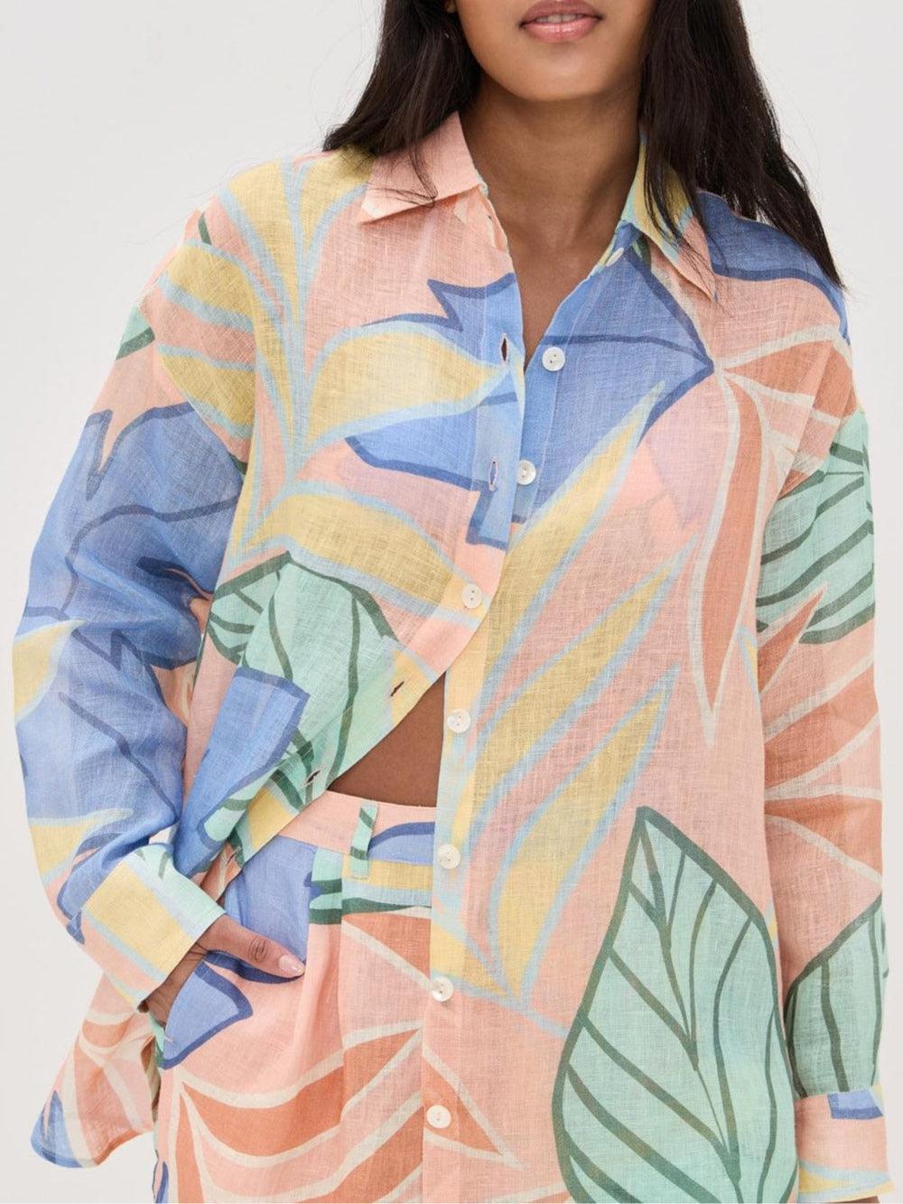 Sable | Women's Button Down Shirt Multicolor Abstract Print