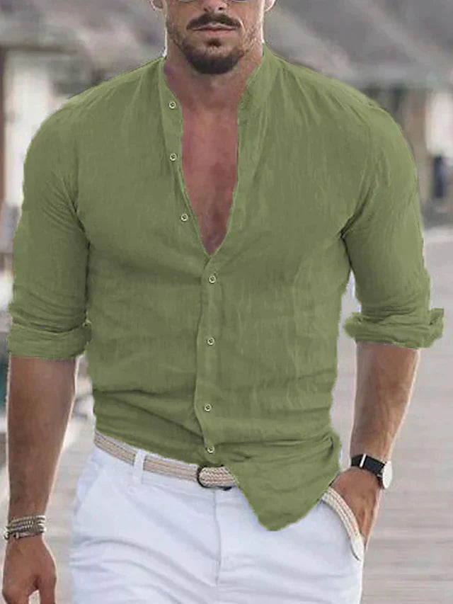 Voss | Men's Linen Button Up Shirt Light Blue