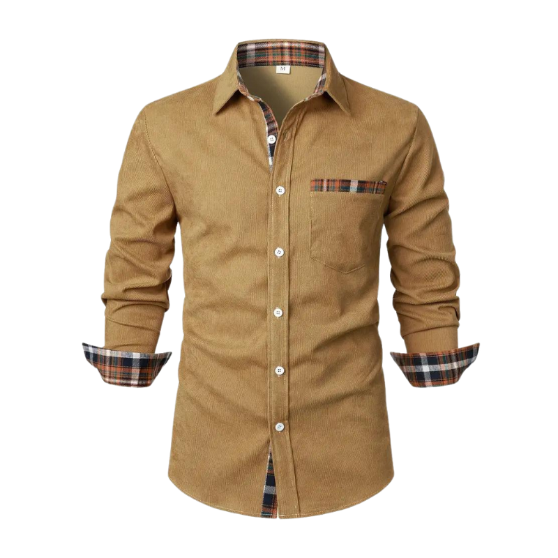 Arden | Men's Long Sleeve Button Up Shirt Sage Green Plaid Trim