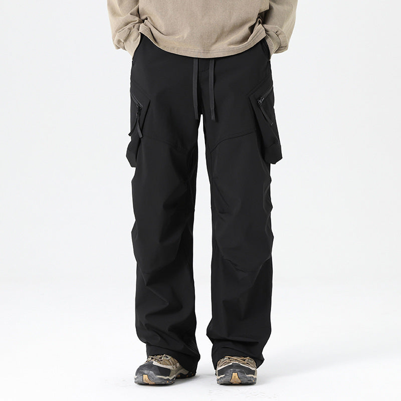 Voss | Men's Streetwear Cargo Pants Black Wide Leg