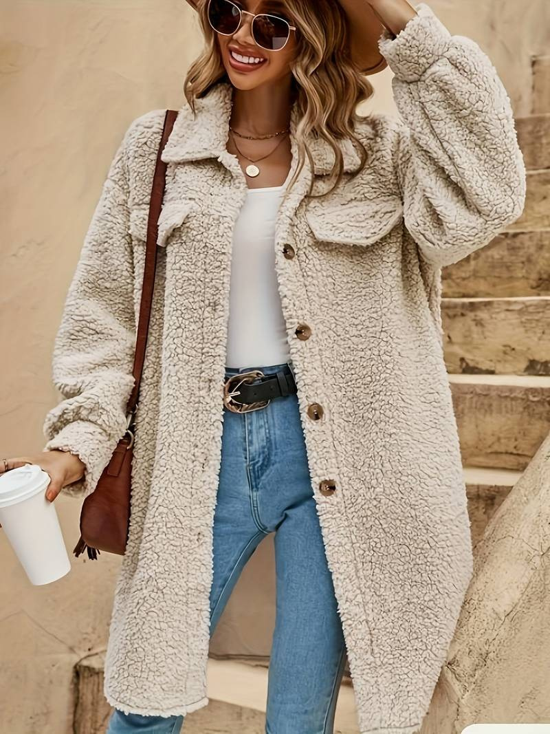Dama Washington Eulalia teddy/sherpa coat - front view