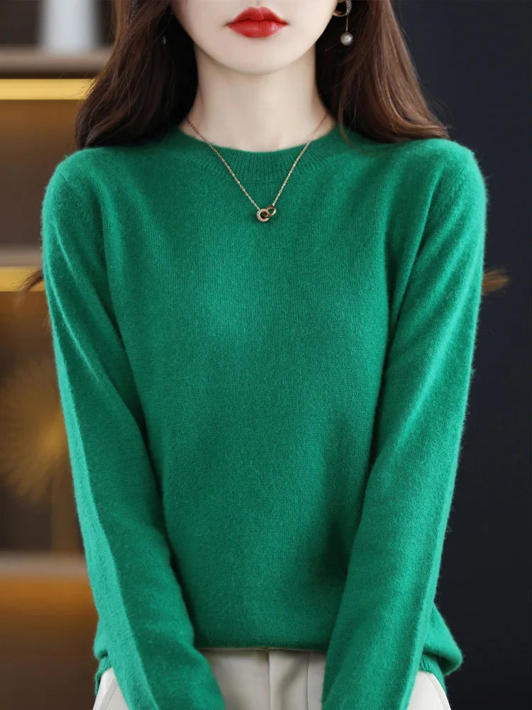 Ada | Women's Crew Neck Knit Sweater Blue Long Sleeve