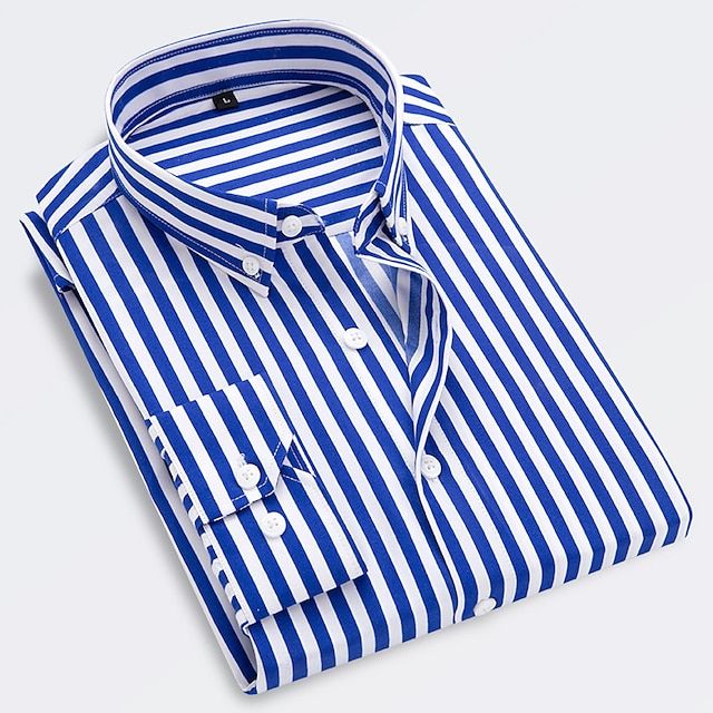 Axel | Men's Striped Button Up Shirt Navy White