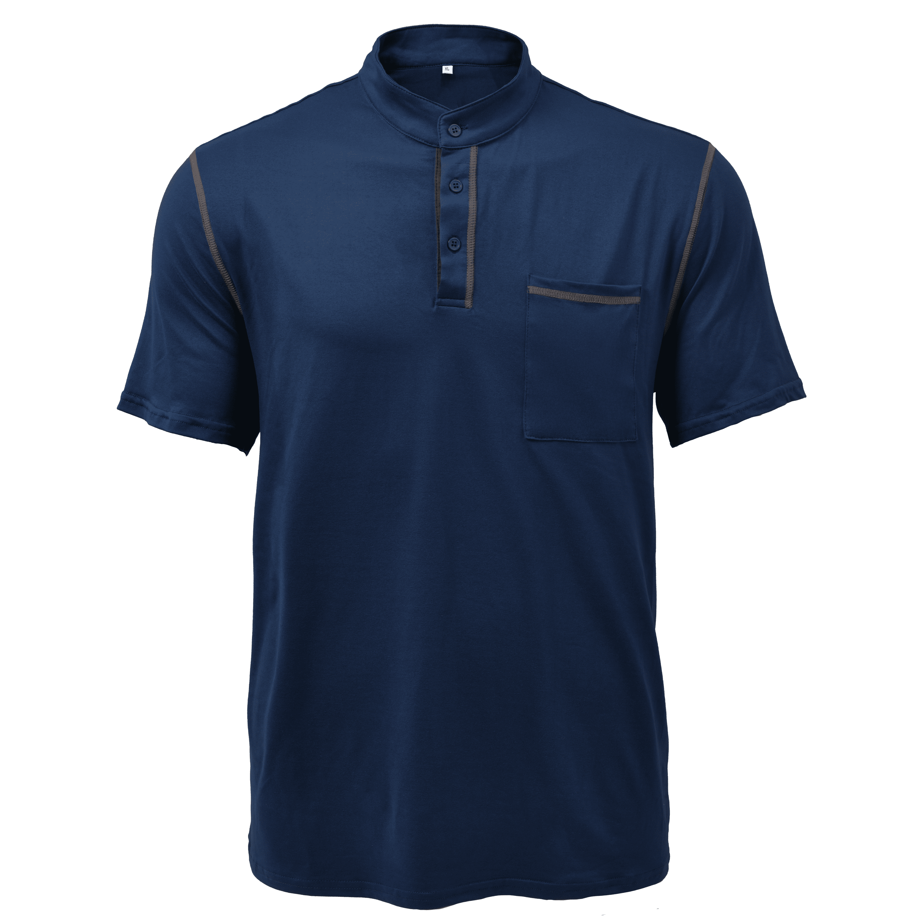 Axel | Men's Henley Shirt Navy Short Sleeve Button Pocket