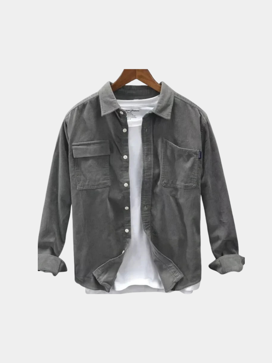 Voss | Men's Casual Denim Shirt Gray Button Up