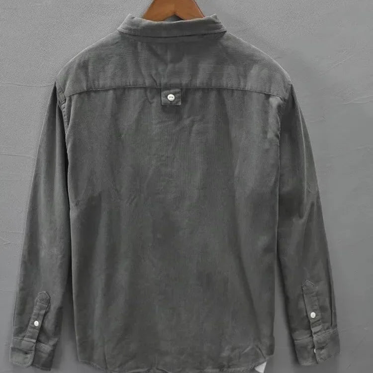 Voss | Men's Casual Denim Shirt Gray Button Up