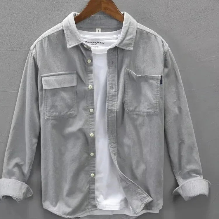 Voss | Men's Casual Denim Shirt Gray Button Up