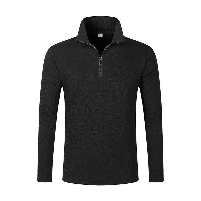 Ash | Men's Quarter Zip Sweater Black Textured Casual