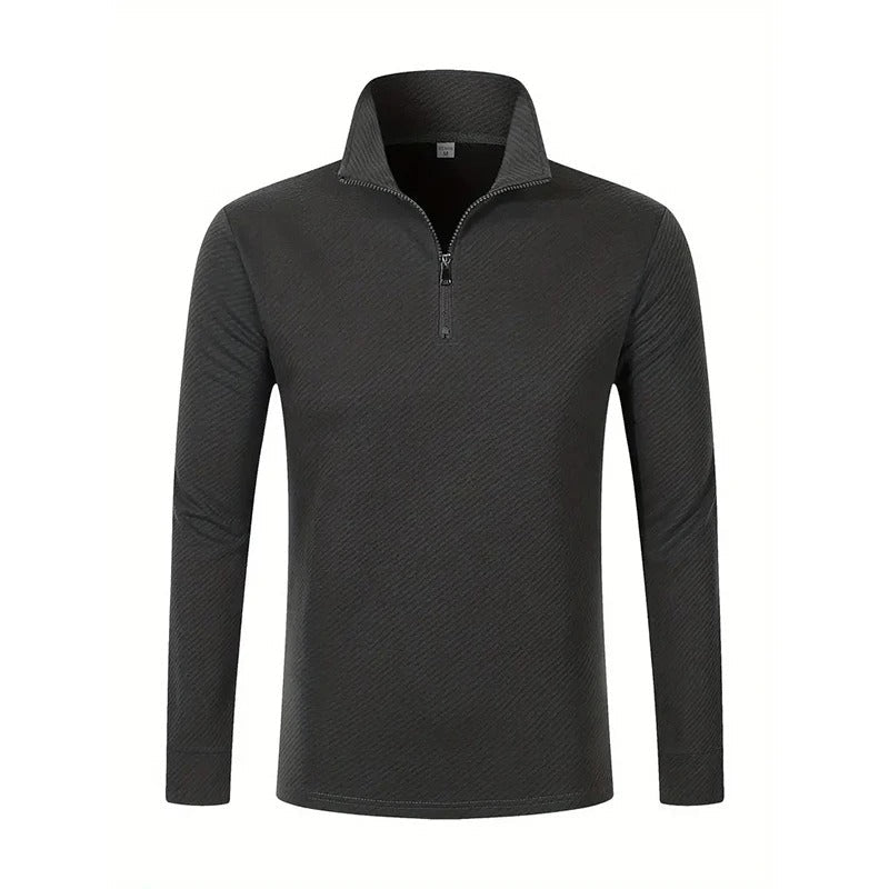 Ash | Men's Quarter Zip Sweater Black Textured Casual