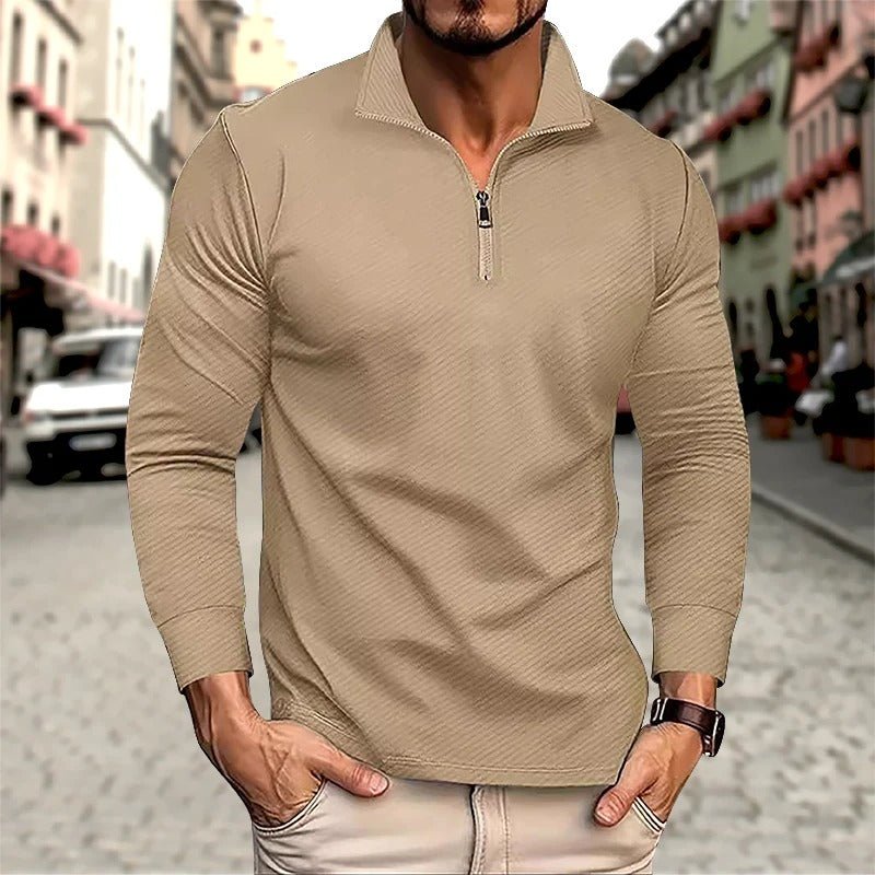 Ash | Men's Quarter Zip Sweater Black Textured Casual