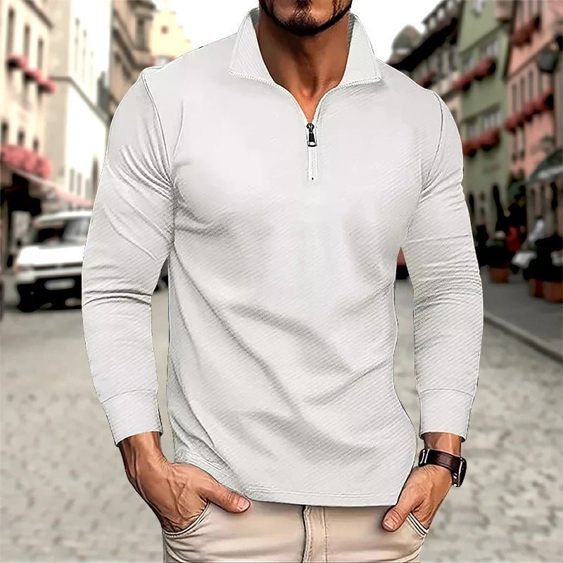 Ash | Men's Quarter Zip Sweater Black Textured Casual