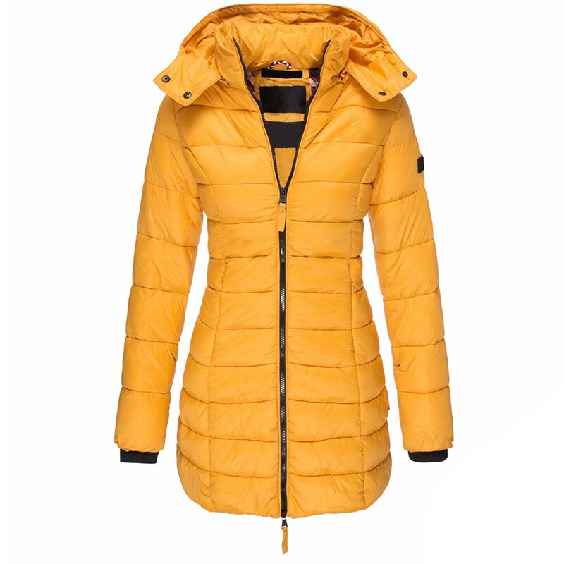 Demi | Women's Puffer Coat Navy Long Hooded Winter