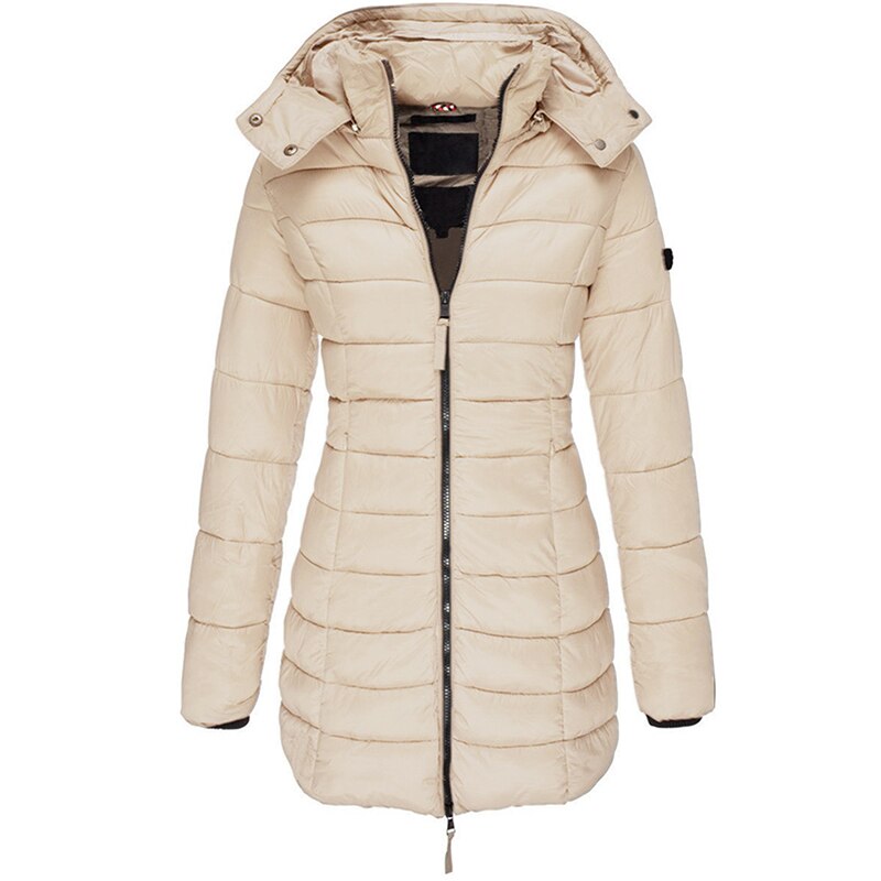 Demi | Women's Puffer Coat Navy Long Hooded Winter