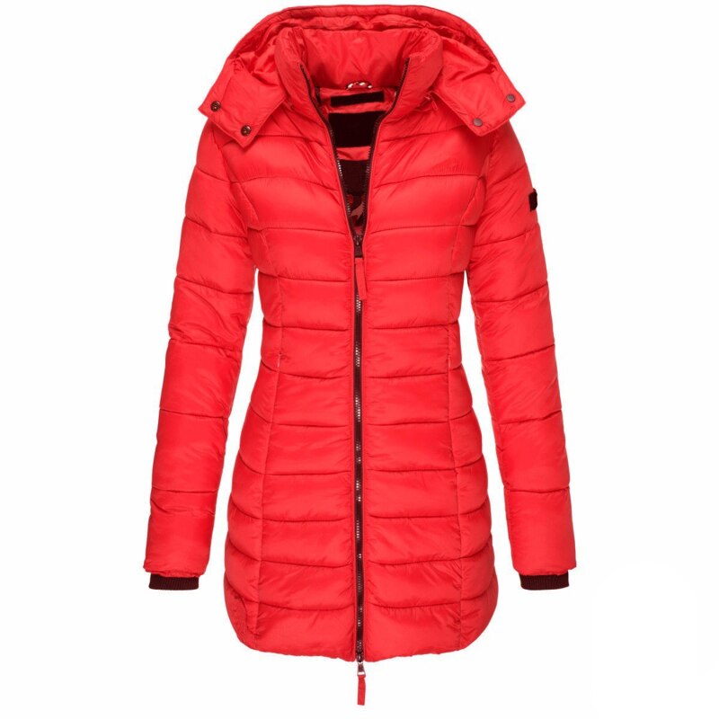 Demi | Women's Puffer Coat Navy Long Hooded Winter
