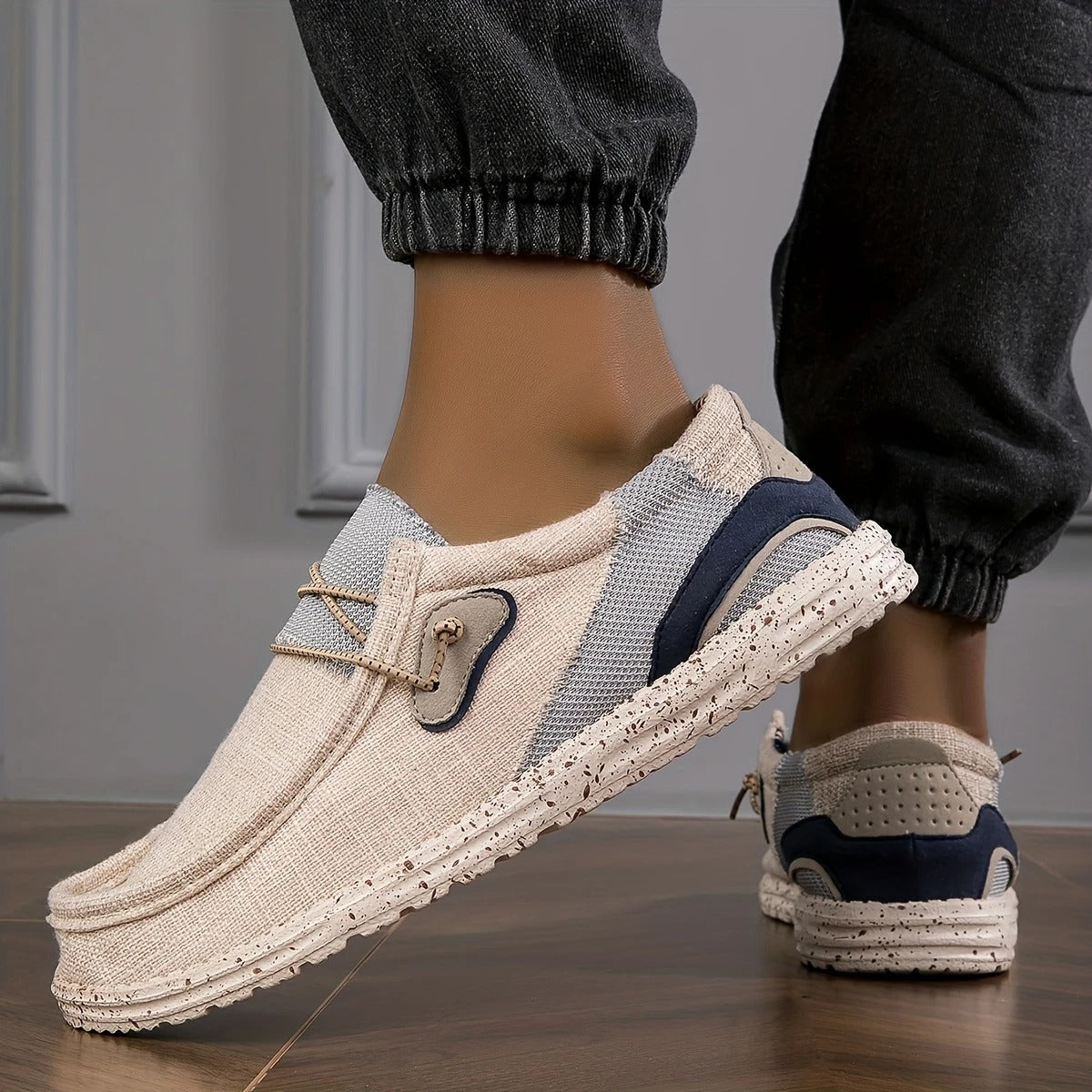 Faye | Women's Canvas Loafer Mule Cream Comfort Slip On