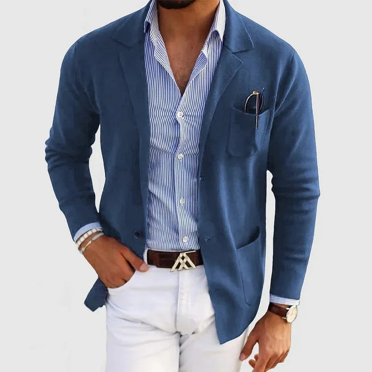 Axel | Men's Casual Blazer Gray Linen Single Breasted