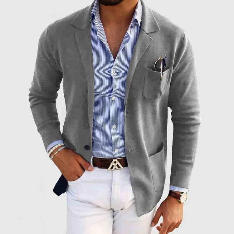 Axel | Men's Casual Blazer Gray Linen Single Breasted