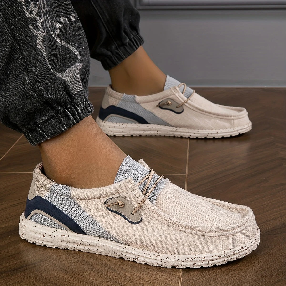 Faye | Women's Canvas Loafer Mule Cream Comfort Slip On