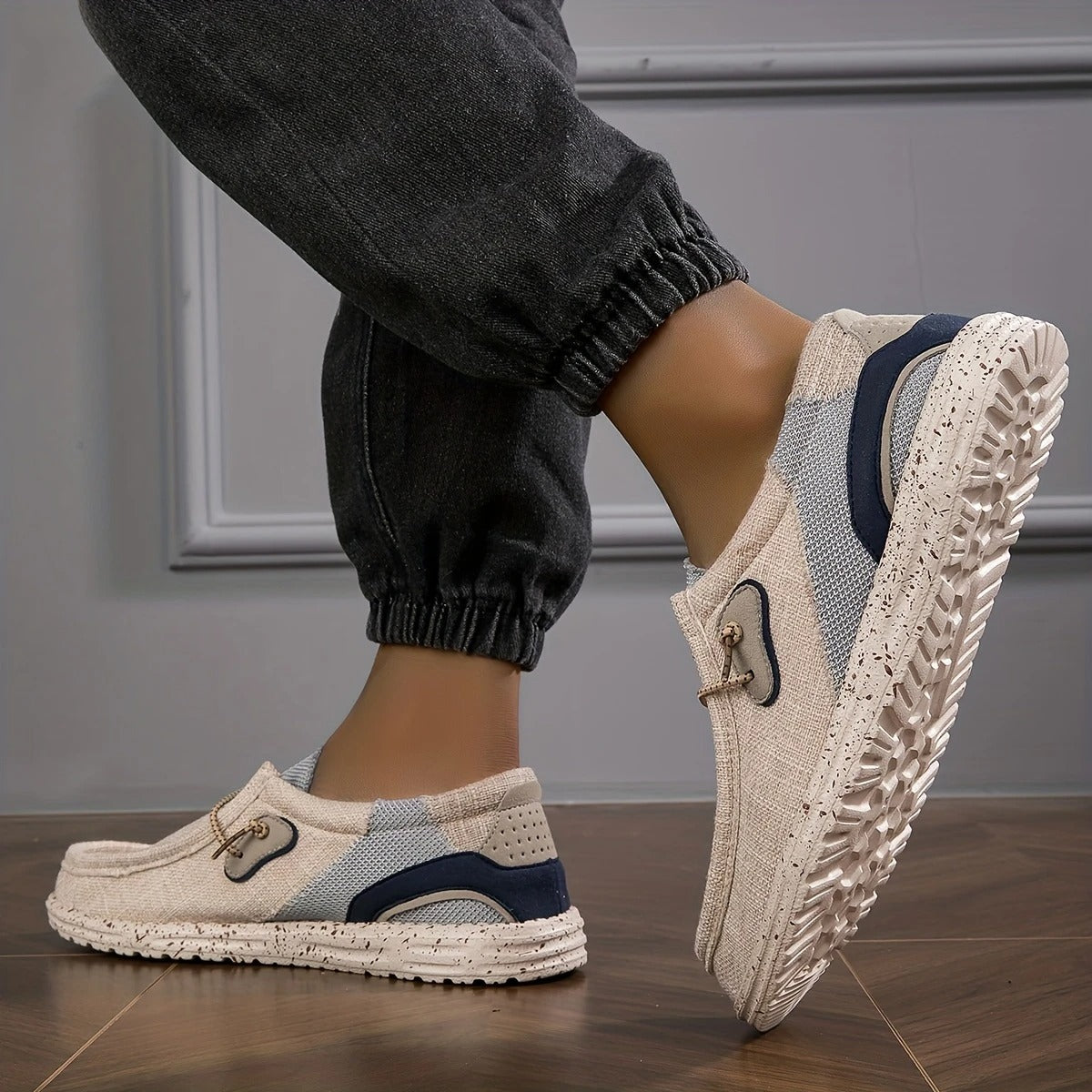 Faye | Women's Canvas Loafer Mule Cream Comfort Slip On