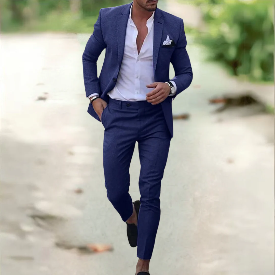 Axel | Men's Gray Suit Two Piece Tailored Pants