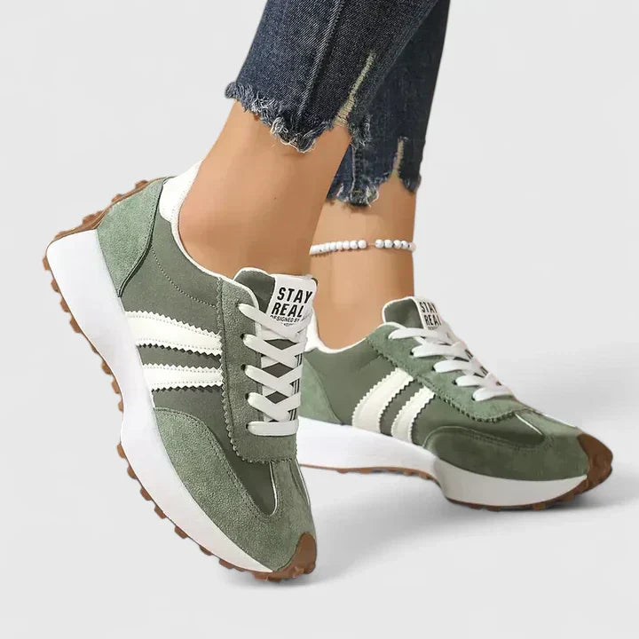 Aria | Women's Walking Sneakers White Black Lace Up