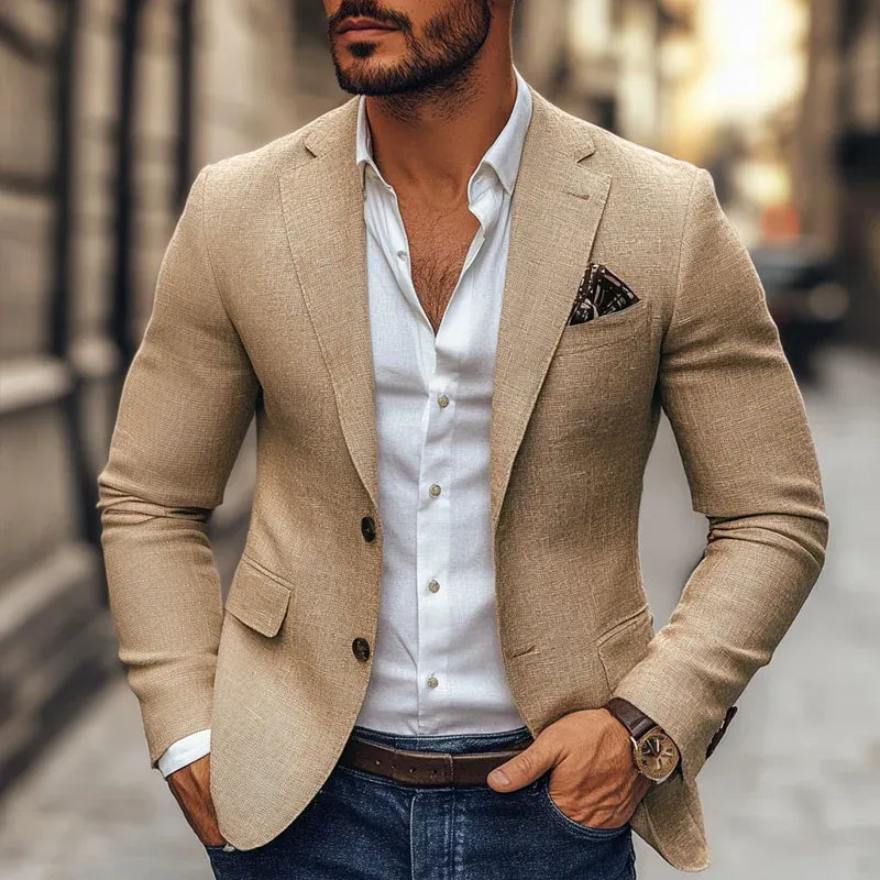 Callum | Men's Linen Cotton Blazer Beige