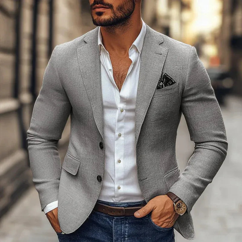 Callum | Men's Linen Cotton Blazer Beige